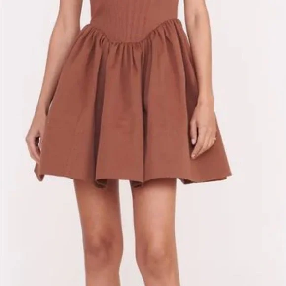 staud brown mini dress Davica Chocolate Brown and Cream Polka Dot Midi Dress  Style Cheat